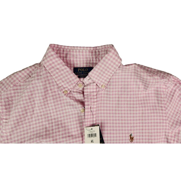 Ralph Lauren Men’s XL Shirt Classic Fit Pink Check 100% Cotton Button Up - Picture 1 of 8